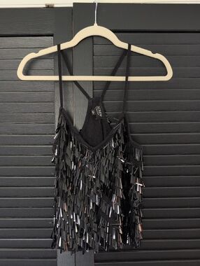 J. Crew Black Sequin Fringe Camisole